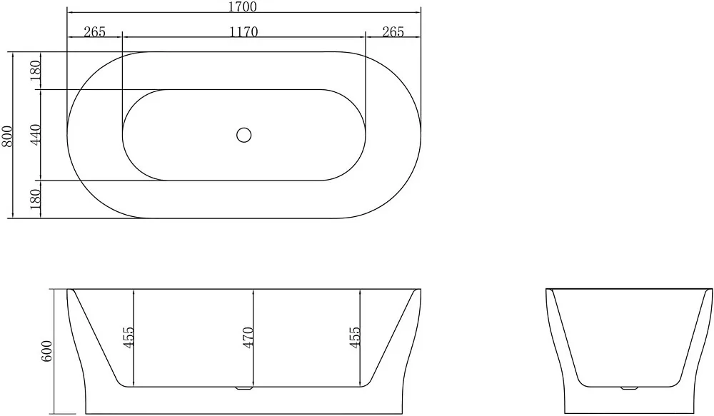 Акриловая ванна BelBagno BB405-1700-800 без опоры 170x80 см, отдельностоящая, белая, овальная, со сл Sancos — официальный сайт
