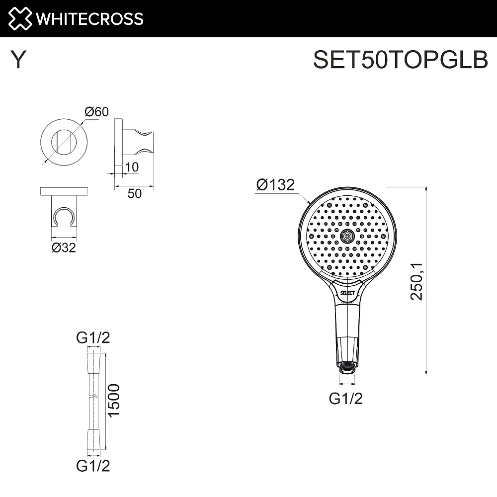 Душевой гарнитур WHITECROSS SET50TOPGLB, брашированное золото Sancos — официальный сайт