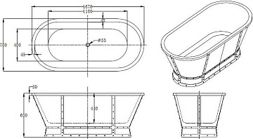 Акриловая ванна BelBagno 170x80 см, BB35