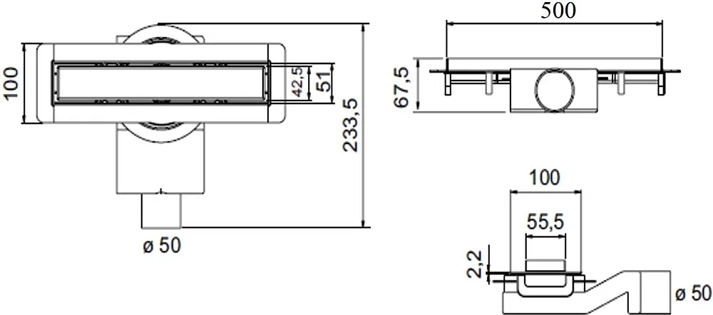 Душевой трап (лоток) Plumberia Selection PSM Modular 50 см, нержавеющая сталь матовая Sancos — официальный сайт