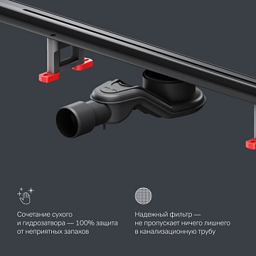 Душевой трап (лоток) AM.PM MasterFlow Slim line 100 см, черный матовый