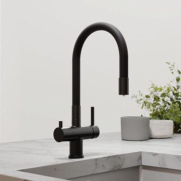 Смеситель для кухни Sancos Lucia SC4004MB с гибким изливом, черный матовый