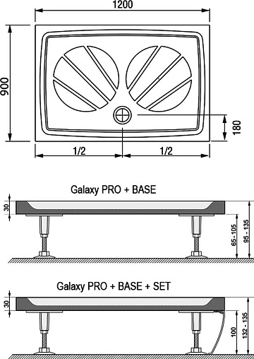 Поддон для душа Ravak Galaxy Pro Gigant Pro 120x90