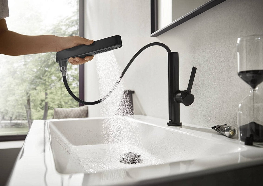 Смеситель для раковины Hansgrohe Finoris 230 76063670 матовый черный