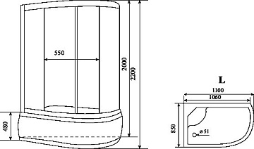 Душевая кабина Timo Standart T-6610SL Silver L с высоким поддоном
