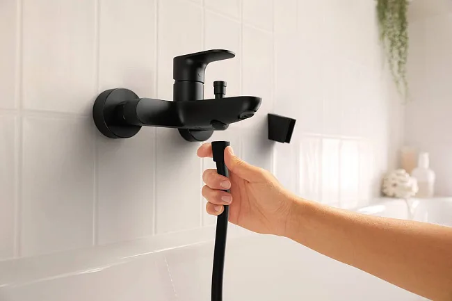 Смеситель для ванны с душем Hansgrohe Rebris S 72440670, черный матовый Sancos — Оригинал
