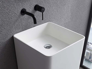 Раковина Uni-Flow Kube FS502-400 Gloss White слив в стену