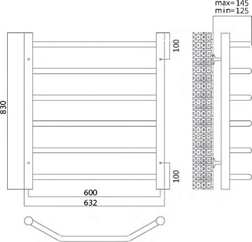 Полотенцесушитель электрический Terminus Виктория П6 60x83 L