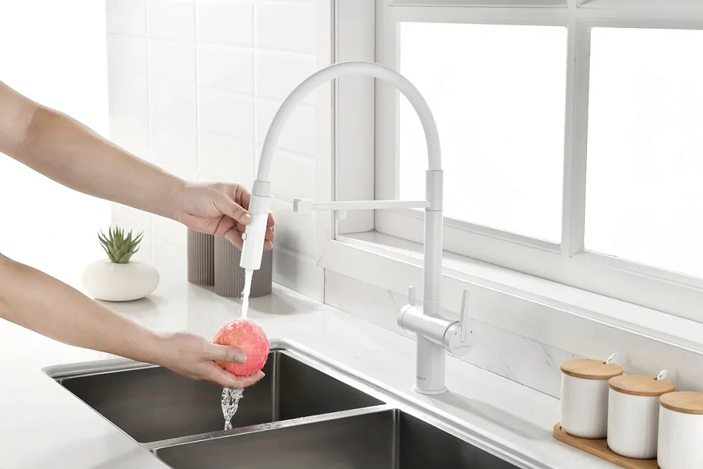 Смеситель для кухни Paulmark Gravity Gr213888-WH, белый матовый Sancos — официальный сайт