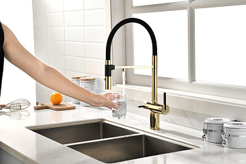 Смеситель для кухни Paulmark Gravity Gr213888-G, золото