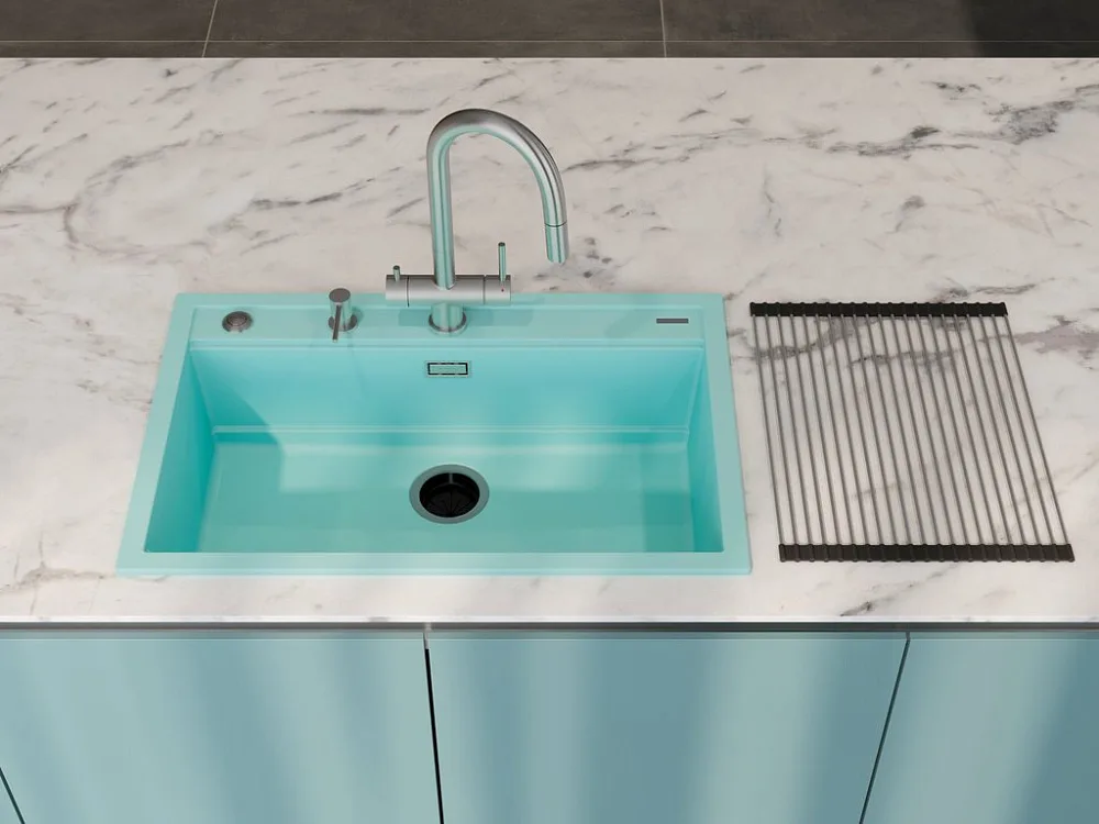 Мойка кухонная Omoikiri Kitagawa 79-LB-AZ azur blue Sancos — официальный сайт