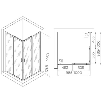Душевой уголок RGW Passage PA-030B 100x100 см, профиль черный, стекло матовое