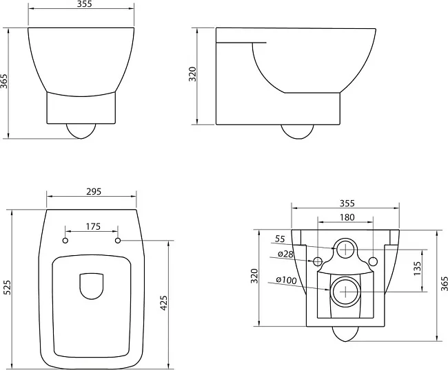 Чаша для унитаза подвесного BelBagno Lago BB128CH Sancos — Оригинал