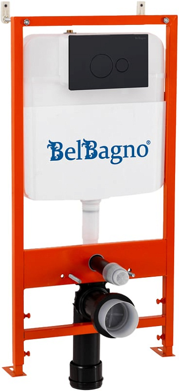Комплект BelBagno BB026/BB084NERO, с кнопкой смыва черная матовая