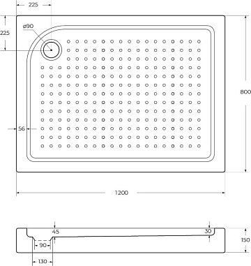Поддон для душа BelBagno Tray 120х80 L с сифоном