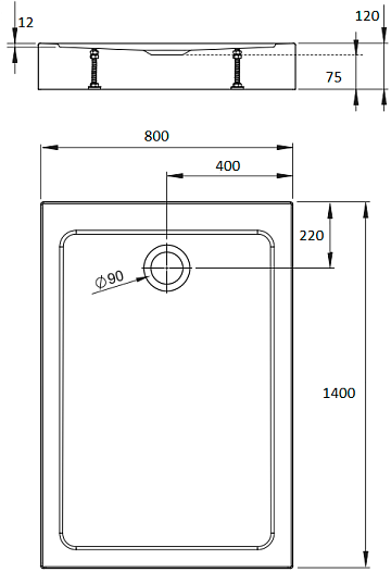 Поддон для душа Radaway Doros F Compact 140x80 с сифоном