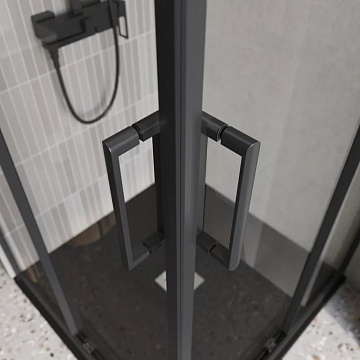 Душевой уголок BelBagno Luce A-2-90-C-NERO 90x90, профиль матовый черный, стекло прозрачное