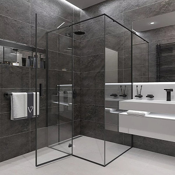 Душевой уголок Veconi Rovigo RV-073B 90x90, профиль черный