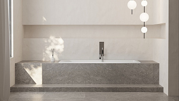 Ванна из искусственного камня Salini Cascata S-Sense 180x80 см, встраиваемая, матовая белая, на ножк