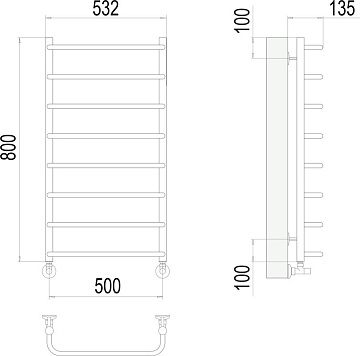 Полотенцесушитель водяной Terminus Стандарт П8, 500x800