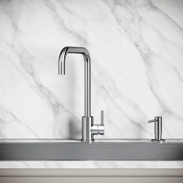Смеситель для кухни Sancos Stainless, с поворотным Г изливом, нержавеющая сталь, SC12002SS