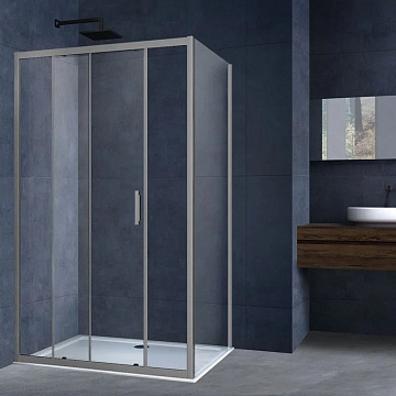 Душевой уголок Vincea Alpha VSR-3AL8013CLGM 130х80, профиль вороненая сталь, стекло прозрачное