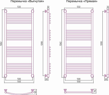 Полотенцесушитель водяной Сунержа Богема + 120x50 выгнута