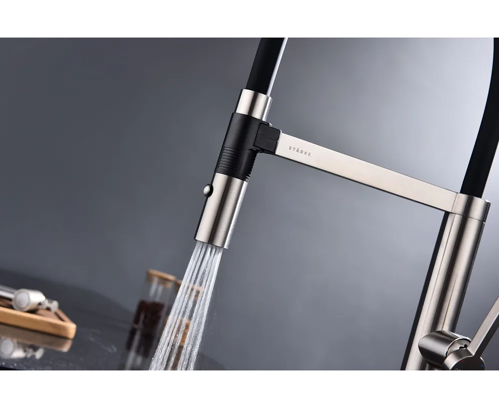 Смеситель для кухни Paulmark Leader Le214101-BS, с гибким изливом, брашированная сталь Sancos — официальный сайт