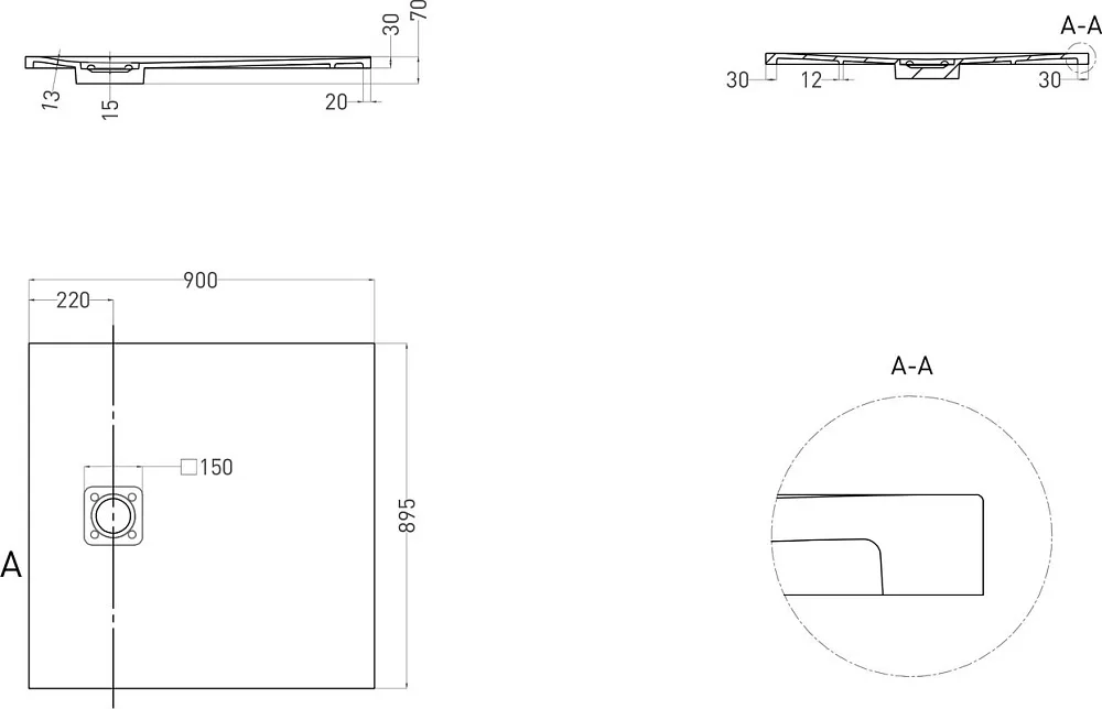 Поддон для душа Salini Oasi 90x90 см, S-Stone, матовый Sancos — официальный сайт