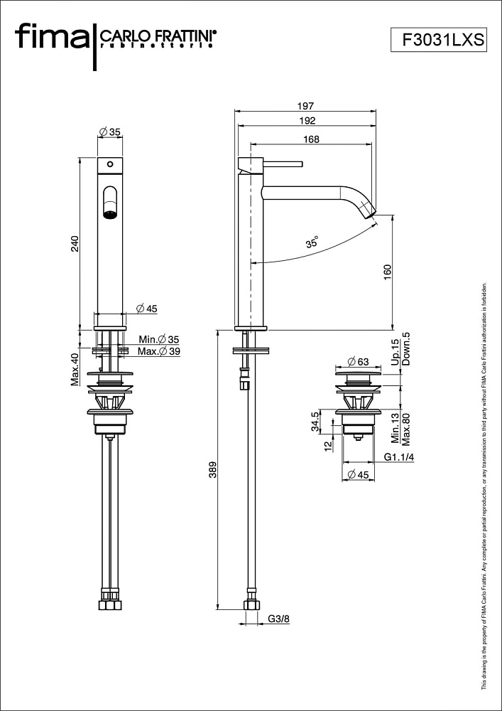 Смеситель для раковины Fima Carlo Frattini Spillo Up F3031LXSOR золото