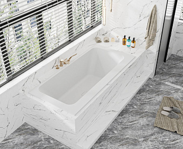 Ванна из искусственного камня Cezares Slider Solid Surface 170x80 см, встраиваемая, матовая белая, с