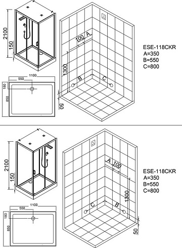 Душевая кабина Esbano Econom ESKE118CKR