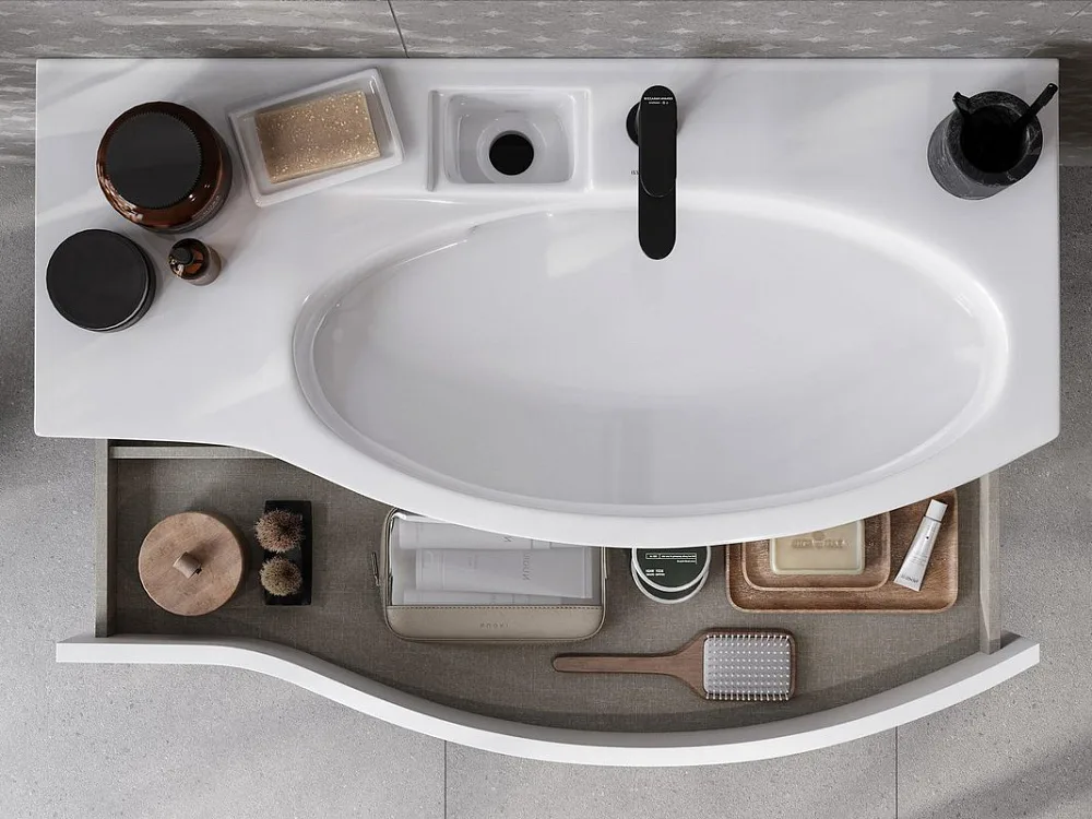 Тумба под раковину без столешницы KERAMA MARAZZI Riva 100, правая подвесная, белая матовая Sancos — официальный сайт