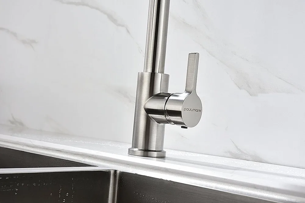 Смеситель для кухни Paulmark Halt Ha214021-Ni, никель, с гибким изливом Sancos — официальный сайт