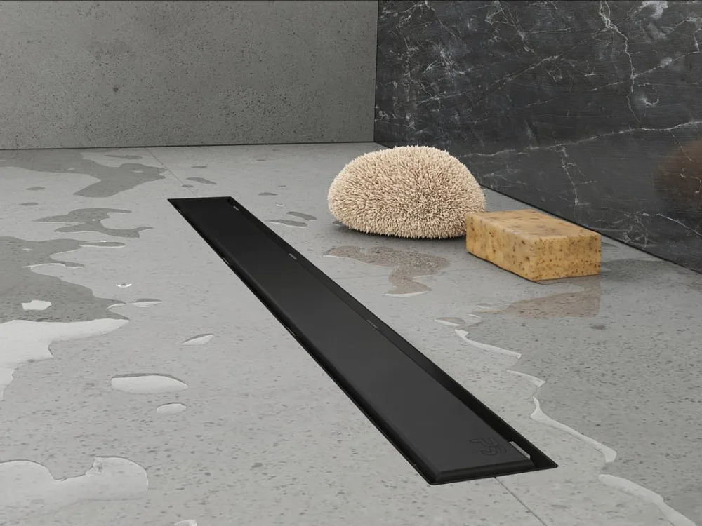 Душевой трап (лоток) Plumberia Selection PSL Linear 80 см, черный матовый Sancos — официальный сайт