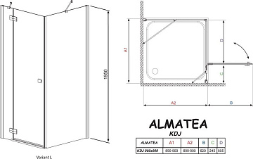 Душевой уголок Radaway Almatea KDJ 90 прозрачное стекло L