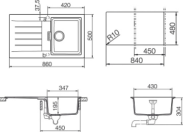 Мойка кухонная Schock Primus 45D (D-100) Cristalite альпина