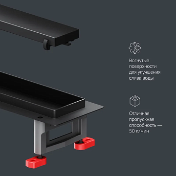 Душевой трап (лоток) AM.PM MasterFlow Tile 50 см, черный матовый