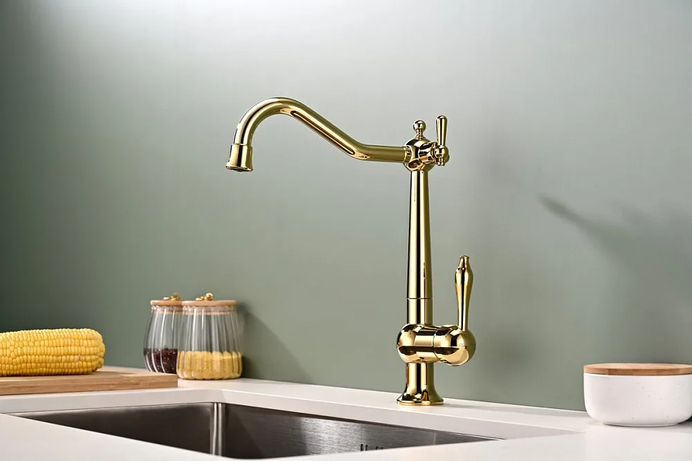 Смеситель для кухни Paulmark Retro Re213226-G, золото Sancos — официальный сайт