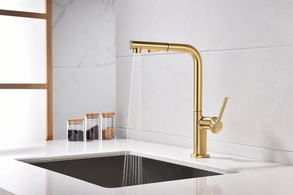 Смеситель для кухни Paulmark Neo Ne214419-SBG светлое брашированное золото Sancos — официальный сайт