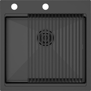 Мойка кухонная Paulmark Kroner + Pro PM705151-GM+R405-GM вороненая сталь