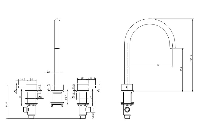 Смеситель для раковины Abber Wasser Kreis 316 AF8108BST-M брашированная сталь
