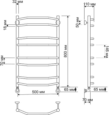 Полотенцесушитель водяной Secado Агата 4 50x80, бронза