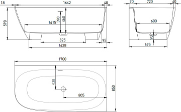 Ванна из искусственного камня Salini Sofia Corner R 170x85 см, угловая, правая, пристенная, белая, а