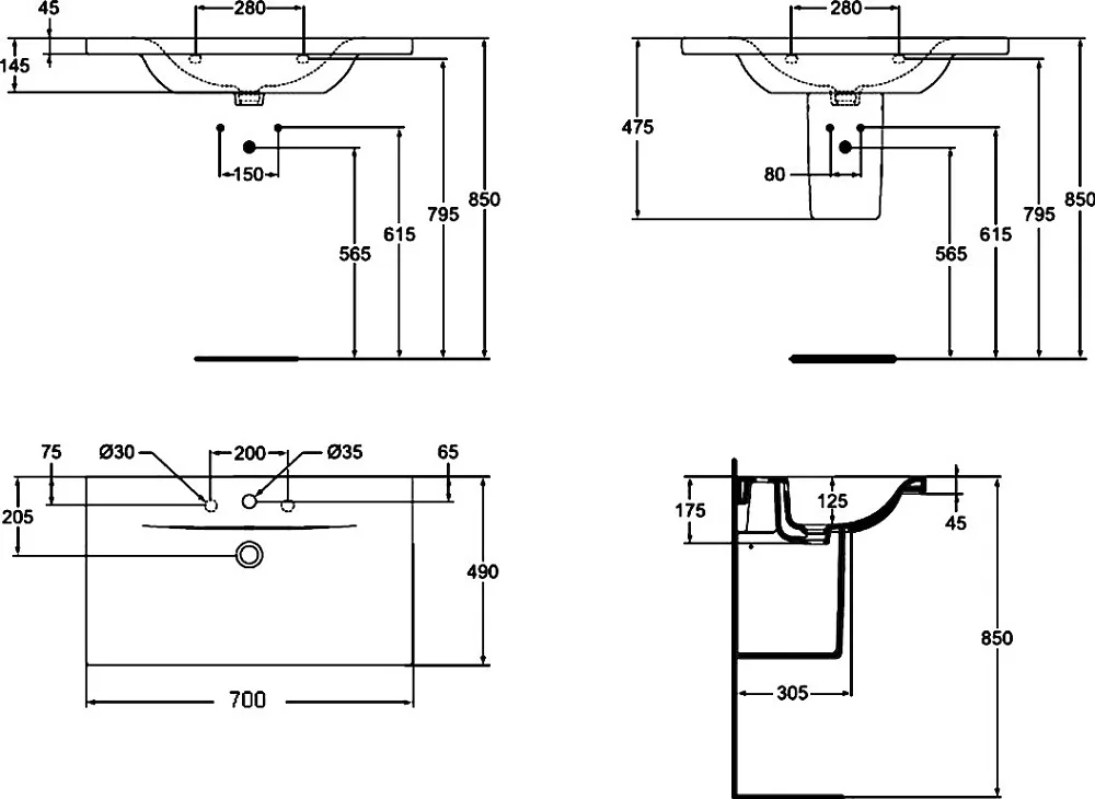 Раковина Ideal Standard Connect new E812801 70 см Sancos — официальный сайт