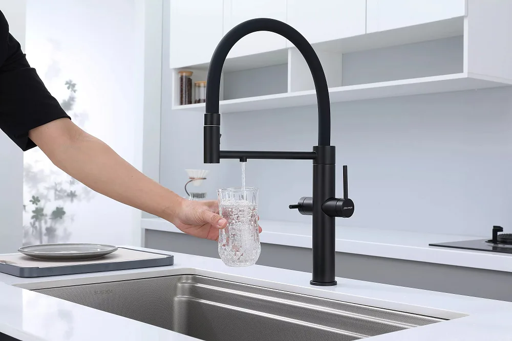 Смеситель для кухни Paulmark Nexus Ne213999-AN с гибким изливом, антрацит Sancos — официальный сайт