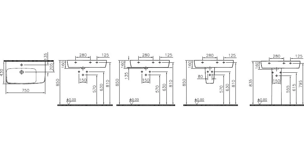 Накладная раковина VitrA Shift 7079B003-0973 75 см Sancos — официальный сайт