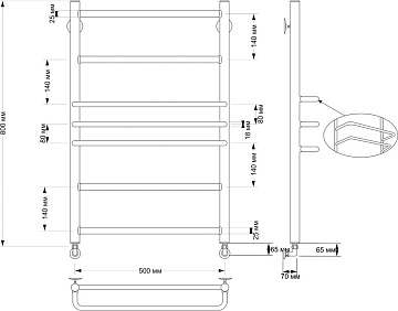 Полотенцесушитель водяной Secado Триест 50x80 бронза