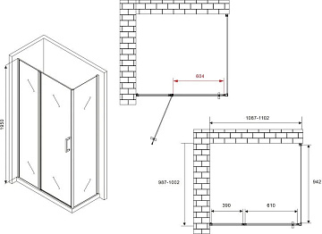 Душевой уголок Abber Sonnenstrand AG04110S-S100 100x110, профиль хром, стекло прозрачное