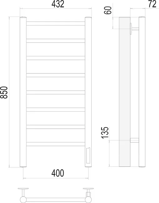 Полотенцесушитель электрический Terminus Аврора П8 400*850 Sancos — Оригинал